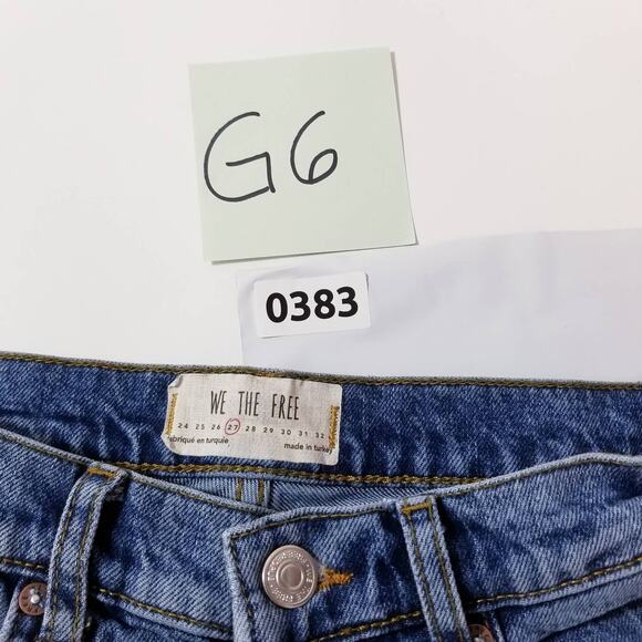 We the Free Jeans High Rise Relaxed Blue Denim Button-Fly Ripped - Picture 13 of 13